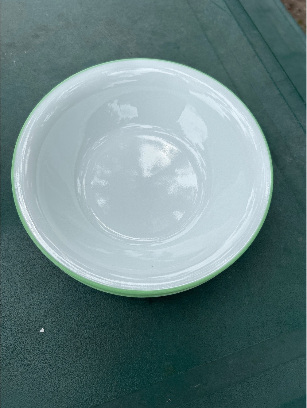 Corelle By Corning White and Light Green Ceramic Soup Bowls Set of 3